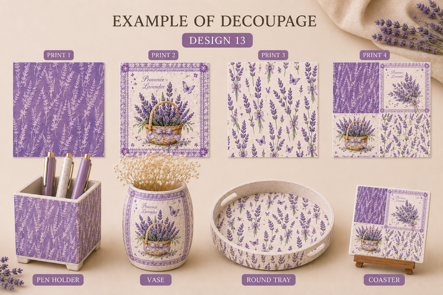 Lavender Decoupage (Pack of 2)