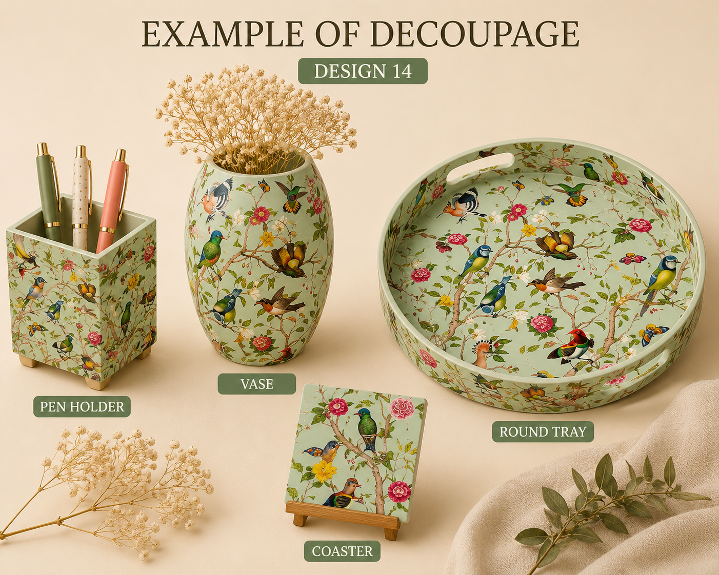 Multi Bird Decoupage ( pack of 2)